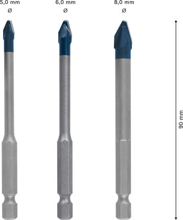 „Bosch EXPERT HEX-9“ kietų keraminių grąžtų rinkinys, 3 vnt.